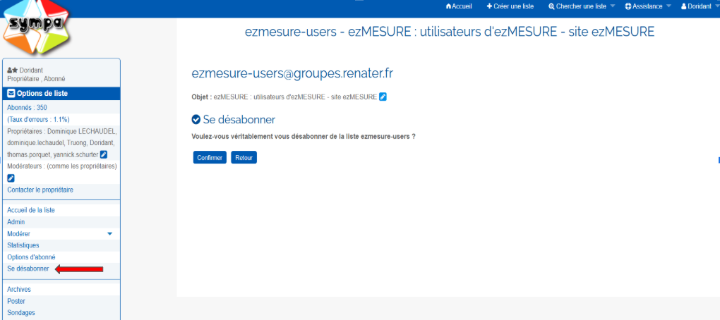 Liste de diffusion "se désabonner"