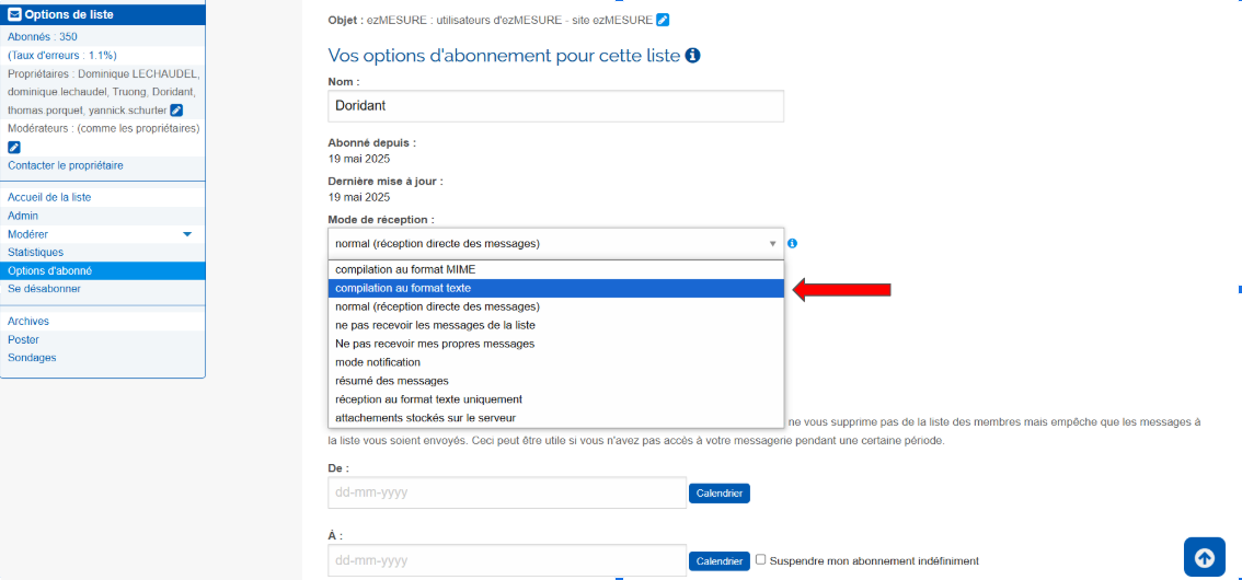 liste de diffusion "compilation format texte"