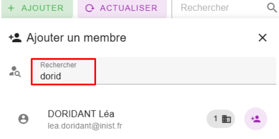 Chercher un nom de membre